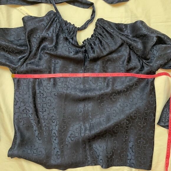 jonathan Simkhai Silk Long Sleeve Top in Navy, size S - NWT - Picture 13 of 14